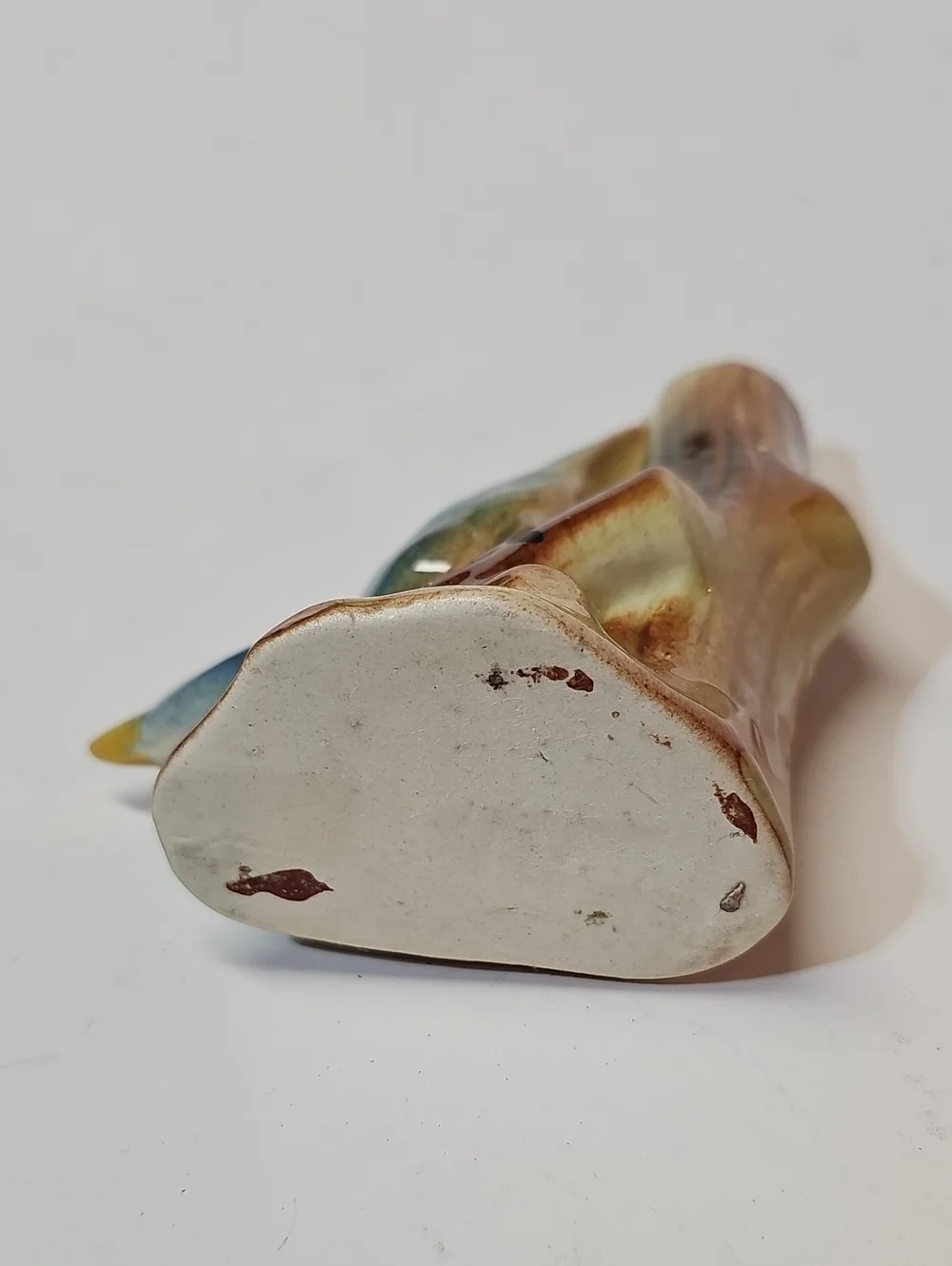Vintage Ceramic Blue + Pink Nuthatch Bird Figural Bud Vase